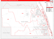 Sebastian-Vero Beach Metro Area Wall Map Red Line Style